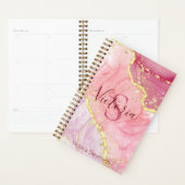 Roze Gold Glitter Marble Geode Monogram Planner (Display)