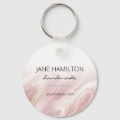 Roze Gold Glitter Marmer Sleutelhanger (Voorkant)