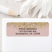 Roze & Gold Glitter Modern Trendy Glam Chic Party Etiket (Insitu)
