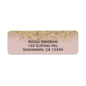 Roze & Gold Glitter Modern Trendy Glam Chic Party Etiket (Voorkant)