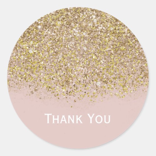 Roze & Gold Glitter Modern Trendy Glam Chic Party Ronde Sticker (Voorkant)