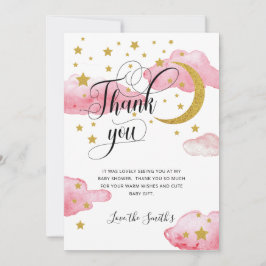 Roze Gold Glitter Moon Baby shower Hartelijk dank Bedankkaart