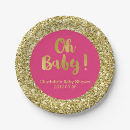 Roze Gold Glitter Oh Baby Bord