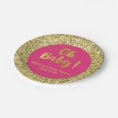 Roze Gold Glitter Oh Baby Bord (Gekanteld)