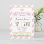Roze Gold Glitter Princess Baby shower Invitation Kaart (Staand voorkant)