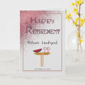 Roze Gold Glitter Rain Happy Retirement Kaart (Gele Bloem)