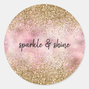 Roze Gold Glitter Ronde Sticker