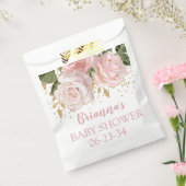 Roze Gold Glitter Rozen Baby shower Bedankzakje (Gezegeld)