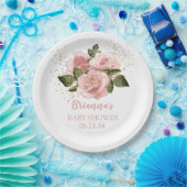 Roze Gold Glitter Rozen Baby shower Papieren Bordje (Feest)