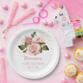 Roze Gold Glitter Rozen Baby shower Papieren Bordje (Feest)