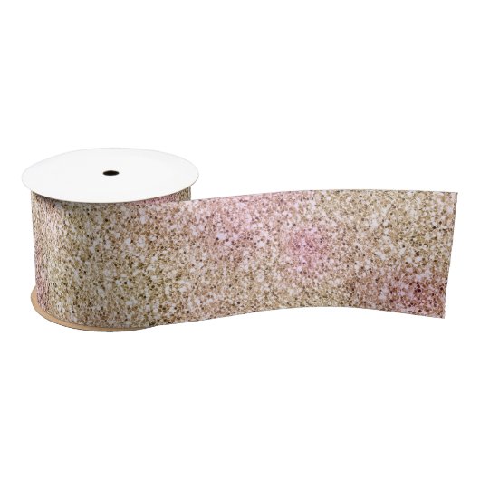 Roze Gold Glitter      Satijnen Lint (Spoel)