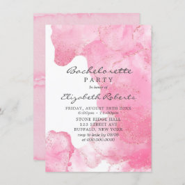 Roze Gold Glitter Smoke Bachelorette Party Invitat Kaart