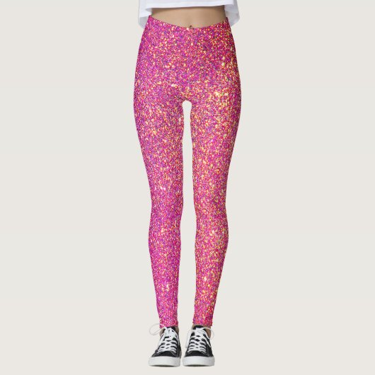 Roze Gold Glitter Sparkly Ombre Modern Stijlvol Leggings (Voorkant)