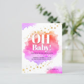 Roze Gold Glitter Stars Baby shower Uitnodiging (Staand voorkant)