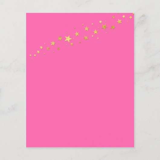 Roze Gold Glitter Stars Baby shower Uitnodiging (Achterkant)