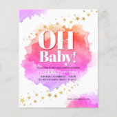 Roze Gold Glitter Stars Baby shower Uitnodiging (Voorkant)