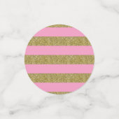 Roze Gold Glitter Stripes Glam Birthday Party Confetti (Kleine voorkant)