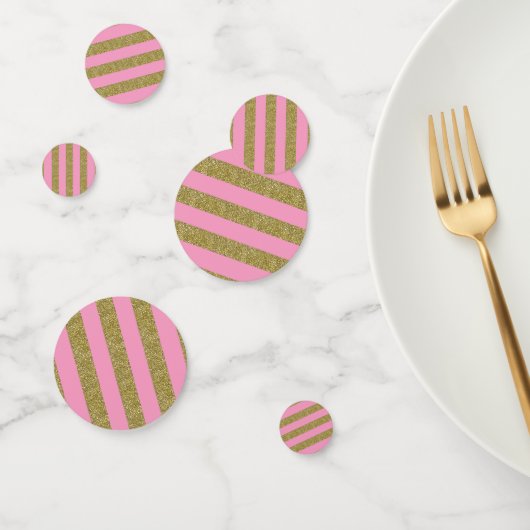 Roze Gold Glitter Stripes Glam Birthday Party Confetti (Groep)