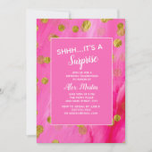 Roze Gold Glitter Surprise Birthday Party Kaart (Voorkant)