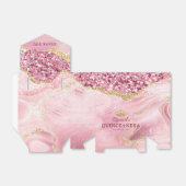 Roze Gold Glitter Tiara Agate 15e Quinceañera Bedankdoosjes (Uitgevouwen)