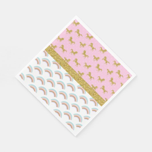 Roze Gold Glitter Unicorn Papierkopjes Servet (Hoek)