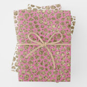 Roze Gold Glitz Sparkle Leopard Print Inpakpapier Vel (In situ)