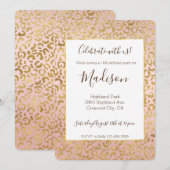 Roze Gold Glitz Sparkle Leopard Print Kaart (Voorkant / Achterkant)