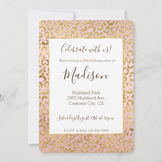 Roze Gold Glitz Sparkle Leopard Print Kaart (Voorkant)