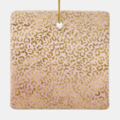 Roze Gold Glitz Sparkle Leopard Print Keramisch Ornament (Achterkant)