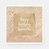 Roze Gold Glitz Sparkle Leopard Print Servet (Voorkant)