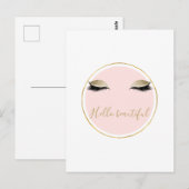 Roze Gold Glitzy Black Eyelashes Briefkaart (Voorkant / Achterkant)