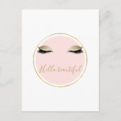 Roze Gold Glitzy Black Eyelashes Briefkaart (Voorkant)