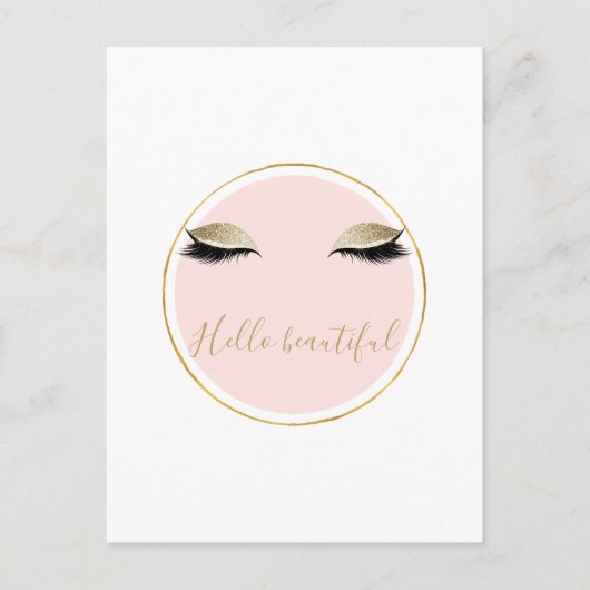Roze Gold Glitzy Black Eyelashes Briefkaart (Voorkant)