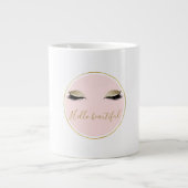 Roze Gold Glitzy Black Eyelashes Grote Koffiekop (Voorkant)