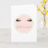 Roze Gold Glitzy Black Eyelashes Kaart (Gele Bloem)