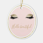 Roze Gold Glitzy Black Eyelashes Keramisch Ornament (Links)