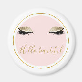 Roze Gold Glitzy Black Eyelashes Magneet (Voorkant)