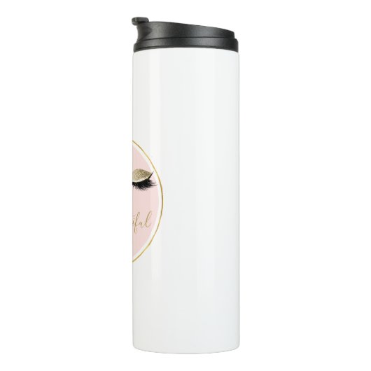 Roze Gold Glitzy Black Eyelashes Thermosbeker (Geroteerd rechts)
