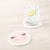 Roze Gold Glitzy Black Eyelashes Zandsteen Onderzetter (Zijkant)