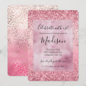 Roze Gold Glitzy Glitter Ombre Leopard Print Kaart (Voorkant / Achterkant)