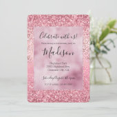 Roze Gold Glitzy Glitter Ombre Leopard Print Kaart (Staand voorkant)