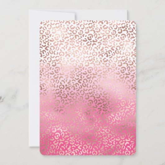 Roze Gold Glitzy Glitter Ombre Leopard Print Kaart (Achterkant)