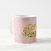 Roze Gold Glitzy Kiss Lips Koffiemok (Voorkant links)