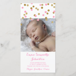 Roze Gold Hartelijk dank Baby shower fotokaarten Bedankkaart