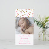 Roze Gold Hartelijk dank Baby shower fotokaarten Bedankkaart (Staand voorkant)