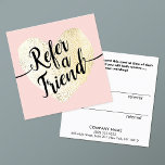 Roze Gold Heart Beauty Salon Loyalty Referral<br><div class="desc">Fun gedenkwaardig design met digitaal afbeelding van gouden folie. Een super schattige verwijzingskaart in de vermomming van een cadeaubon voor beide partijen. Een geweldige promotiekaart voor haarsalons,  nagelsalons,  cosmetologen,  make-upartiesten,  haarstylist en meer.</div>
