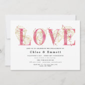 Roze Gold Heart Geometric Engagement Party Kaart (Voorkant)