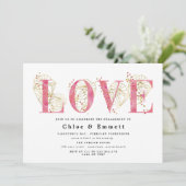 Roze Gold Heart Geometric Engagement Party Kaart (Staand voorkant)