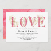 Roze Gold Heart Geometric Engagement Party Kaart (Voorkant / Achterkant)