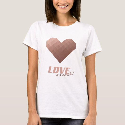 Roze Gold Heart metallisch geometrisch ontwerp T-shirt (Voorkant)